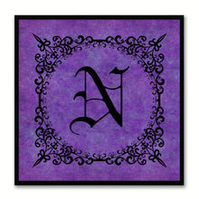 Load image into Gallery viewer, Alphabet N Purple Canvas Print Black Frame Kids Bedroom Wall Décor Home Art