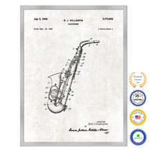Load image into Gallery viewer, 1949 Saxophone Old Patent Art Print on Canvas Custom Framed Vintage Home Decor Wall Decoration Great for Gifts