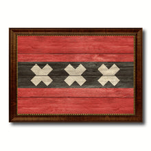 Load image into Gallery viewer, Amsterdam City Netherlands Country Texture Flag Canvas Print Brown Picture Frame