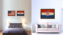 Load image into Gallery viewer, Croatia Country Flag Texture Canvas Print with Brown Custom Picture Frame Home Decor Gift Ideas Wall Art Decoration