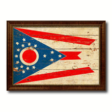 Load image into Gallery viewer, Ohio State State Vintage Flag Canvas Print with Brown Picture Frame Home Decor Man Cave Wall Art Collectible Decoration Artwork Gifts