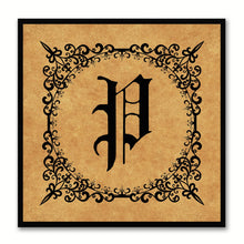 Load image into Gallery viewer, Alphabet P Brown Canvas Print Black Frame Kids Bedroom Wall Décor Home Art