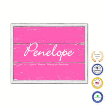 Load image into Gallery viewer, Penelope Name Plate White Wash Wood Frame Canvas Print Boutique Cottage Decor Shabby Chic