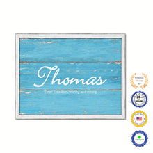 Load image into Gallery viewer, Thomas Name Plate White Wash Wood Frame Canvas Print Boutique Cottage Decor Shabby Chic