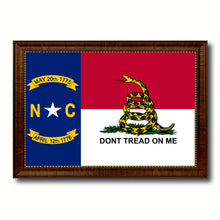 Load image into Gallery viewer, Gadsden Don't Tread On Me North Carolina State Military Flag Canvas Print with Brown Picture Frame Home Decor Wall Art Gift Ideas
