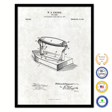 Load image into Gallery viewer, 1908 Sad Iron Old Patent Art Print on Canvas Custom Framed Vintage Home Decor Wall Decoration Great for Gifts