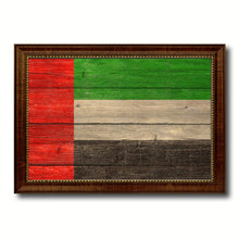 Load image into Gallery viewer, United Arab Emirates Country Flag Texture Canvas Print with Brown Custom Picture Frame Home Decor Gift Ideas Wall Art Decoration