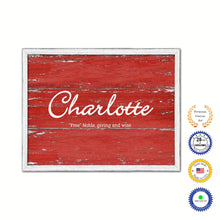 Load image into Gallery viewer, Charlotte Name Plate White Wash Wood Frame Canvas Print Boutique Cottage Decor Shabby Chic