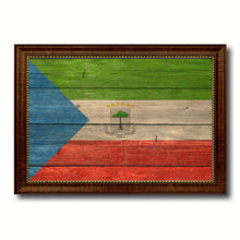 Load image into Gallery viewer, Equatorial Guinea Country Flag Texture Canvas Print with Brown Custom Picture Frame Home Decor Gift Ideas Wall Art Decoration