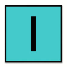 Load image into Gallery viewer, Alphabet I Aqua Canvas Print Black Frame Kids Bedroom Wall Décor Home Art