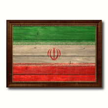 Load image into Gallery viewer, Iran Country Flag Texture Canvas Print with Brown Custom Picture Frame Home Decor Gift Ideas Wall Art Decoration