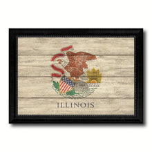 Load image into Gallery viewer, Illinois State Flag Texture Canvas Print with Black Picture Frame Home Decor Man Cave Wall Art Collectible Decoration Artwork Gifts