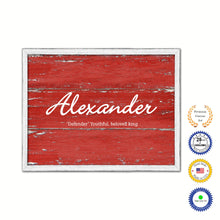 Load image into Gallery viewer, Alexander Name Plate White Wash Wood Frame Canvas Print Boutique Cottage Decor Shabby Chic