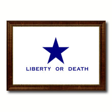 Load image into Gallery viewer, Liberty or Death Flag Goliad Texas Battle Independence Military Flag Canvas Print with Brown Picture Frame Home Decor Wall Art Gift Ideas