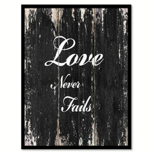 Load image into Gallery viewer, Love never fails Romantic Quote Saying Canvas Print with Picture Frame Home Decor Wall Art