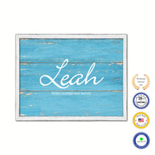 Load image into Gallery viewer, Leah Name Plate White Wash Wood Frame Canvas Print Boutique Cottage Decor Shabby Chic