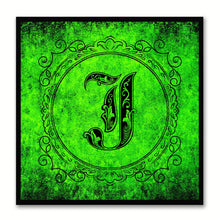 Load image into Gallery viewer, Alphabet J Green Canvas Print Black Frame Kids Bedroom Wall Décor Home Art