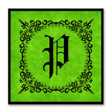 Load image into Gallery viewer, Alphabet P Green Canvas Print Black Frame Kids Bedroom Wall Décor Home Art