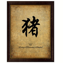 Load image into Gallery viewer, Zodiac Pig Horoscope Canvas Print Brown Picture Frame Home Decor Wall Art Gift Ideas