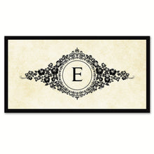 Load image into Gallery viewer, Alphabet Letter E White Canvas Print, Black Custom Frame