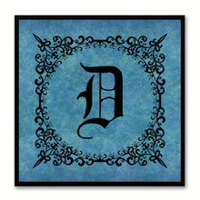 Load image into Gallery viewer, Alphabet D Blue Canvas Print Black Frame Kids Bedroom Wall Décor Home Art