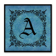Load image into Gallery viewer, Alphabet A Blue Canvas Print Black Frame Kids Bedroom Wall Décor Home Art