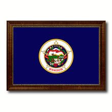 Load image into Gallery viewer, Minnesota State Flag Canvas Print with Custom Brown Picture Frame Home Decor Wall Art Decoration Gifts