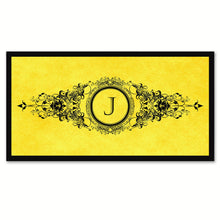 Load image into Gallery viewer, Alphabet Letter J Yellow Canvas Print, Black Custom Frame