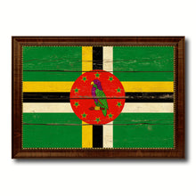 Load image into Gallery viewer, Dominica Country Flag Vintage Canvas Print with Brown Picture Frame Home Decor Gifts Wall Art Decoration Artwork