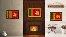 Load image into Gallery viewer, Sri Lanka Country Flag Vintage Canvas Print with Brown Picture Frame Home Decor Gifts Wall Art Decoration Artwork