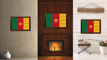 Load image into Gallery viewer, Cameroon Country Flag Vintage Canvas Print with Brown Picture Frame Home Decor Gifts Wall Art Decoration Artwork
