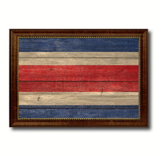 Load image into Gallery viewer, Costa Rica Country Flag Texture Canvas Print with Brown Custom Picture Frame Home Decor Gift Ideas Wall Art Decoration