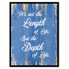 Load image into Gallery viewer, It's not the length of life but the depth of life - Ralph Waldo Emerson Saying Gifts Home Decor Wall Art Canvas Print with Custom Picture Frame, Blue