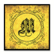 Load image into Gallery viewer, Alphabet M Yellow Canvas Print Black Frame Kids Bedroom Wall Décor Home Art