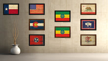 Load image into Gallery viewer, Ethiopia Country Flag Vintage Canvas Print with Brown Picture Frame Home Decor Gifts Wall Art Decoration Artwork