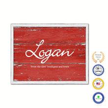 Load image into Gallery viewer, Logan Name Plate White Wash Wood Frame Canvas Print Boutique Cottage Decor Shabby Chic
