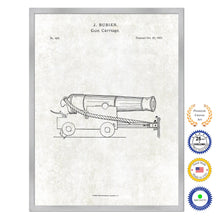 Load image into Gallery viewer, 1837 Gun Carriage Old Patent Art Print on Canvas Custom Framed Vintage Home Decor Wall Decoration Great for Gifts