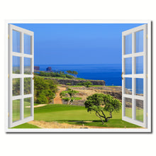 Load image into Gallery viewer, Coastal Golf Course View Picture French Window Framed Canvas Print Home Decor Wall Art Collection