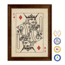 Load image into Gallery viewer, King Diamond Poker Decks of Vintage Cards Print on Canvas Brown Custom Framed