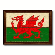 Load image into Gallery viewer, Wales Country Flag Vintage Canvas Print with Brown Picture Frame Home Decor Gifts Wall Art Decoration Artwork