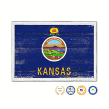 Load image into Gallery viewer, Kansas State Flag Shabby Chic Gifts Home Decor Wall Art Canvas Print, White Wash Wood Frame