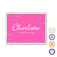 Load image into Gallery viewer, Charlotte Name Plate White Wash Wood Frame Canvas Print Boutique Cottage Decor Shabby Chic