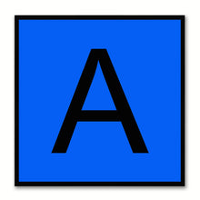 Load image into Gallery viewer, Alphabet A Blue Canvas Print Black Frame Kids Bedroom Wall Décor Home Art