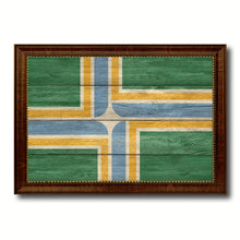 Load image into Gallery viewer, Portland City Oregon State Texture Flag Canvas Print Brown Picture Frame
