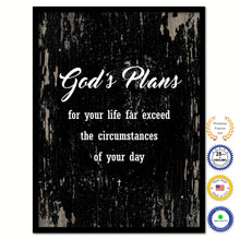 Load image into Gallery viewer, God's plans for your life far exceed the circumstances of your day Bible Verse Scripture Quote Black Canvas Print with Picture Frame