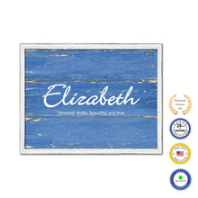 Load image into Gallery viewer, Elizabeth Name Plate White Wash Wood Frame Canvas Print Boutique Cottage Decor Shabby Chic
