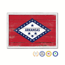 Load image into Gallery viewer, Arkansas State Flag Shabby Chic Gifts Home Decor Wall Art Canvas Print, White Wash Wood Frame