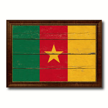 Load image into Gallery viewer, Cameroon Country Flag Vintage Canvas Print with Brown Picture Frame Home Decor Gifts Wall Art Decoration Artwork