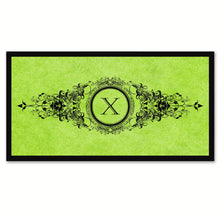 Load image into Gallery viewer, Alphabet Letter X Green Canvas Print, Black Custom Frame