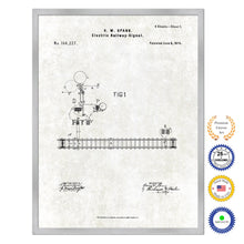 Load image into Gallery viewer, 1875 Electric Railway Signal Old Patent Art Print on Canvas Custom Framed Vintage Home Decor Wall Decoration Great for Gifts